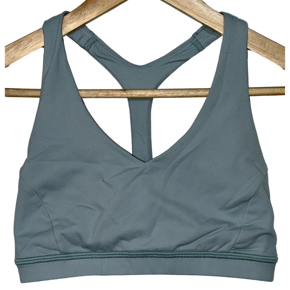 Lululemon Flow Y Sports Bra LW2CM5S Tidewater Teal Green Blue Luxtreme Size 4